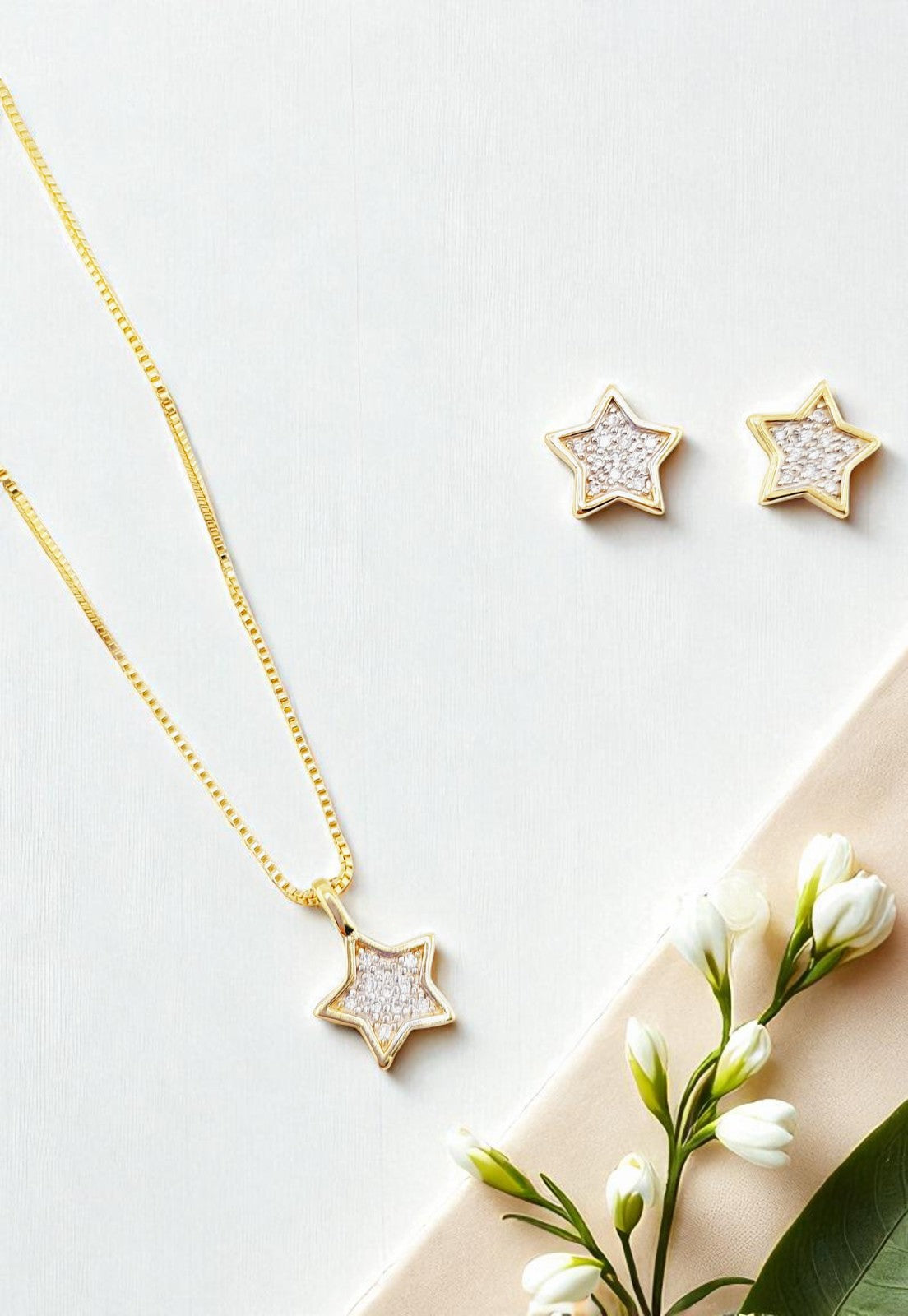 Conjunto Estelar Gold Baño de Oro 24k Microcircones