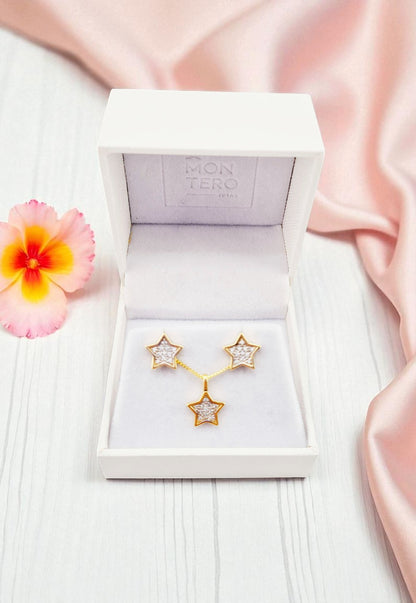 Conjunto Estelar Gold Baño de Oro 24k Microcircones