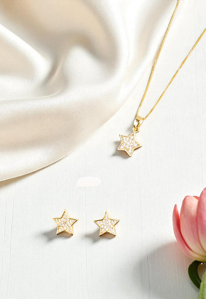 Conjunto Estelar Gold Baño de Oro 24k Microcircones