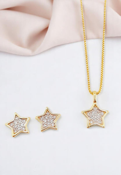 Conjunto Estelar Gold Baño de Oro 24k Microcircones