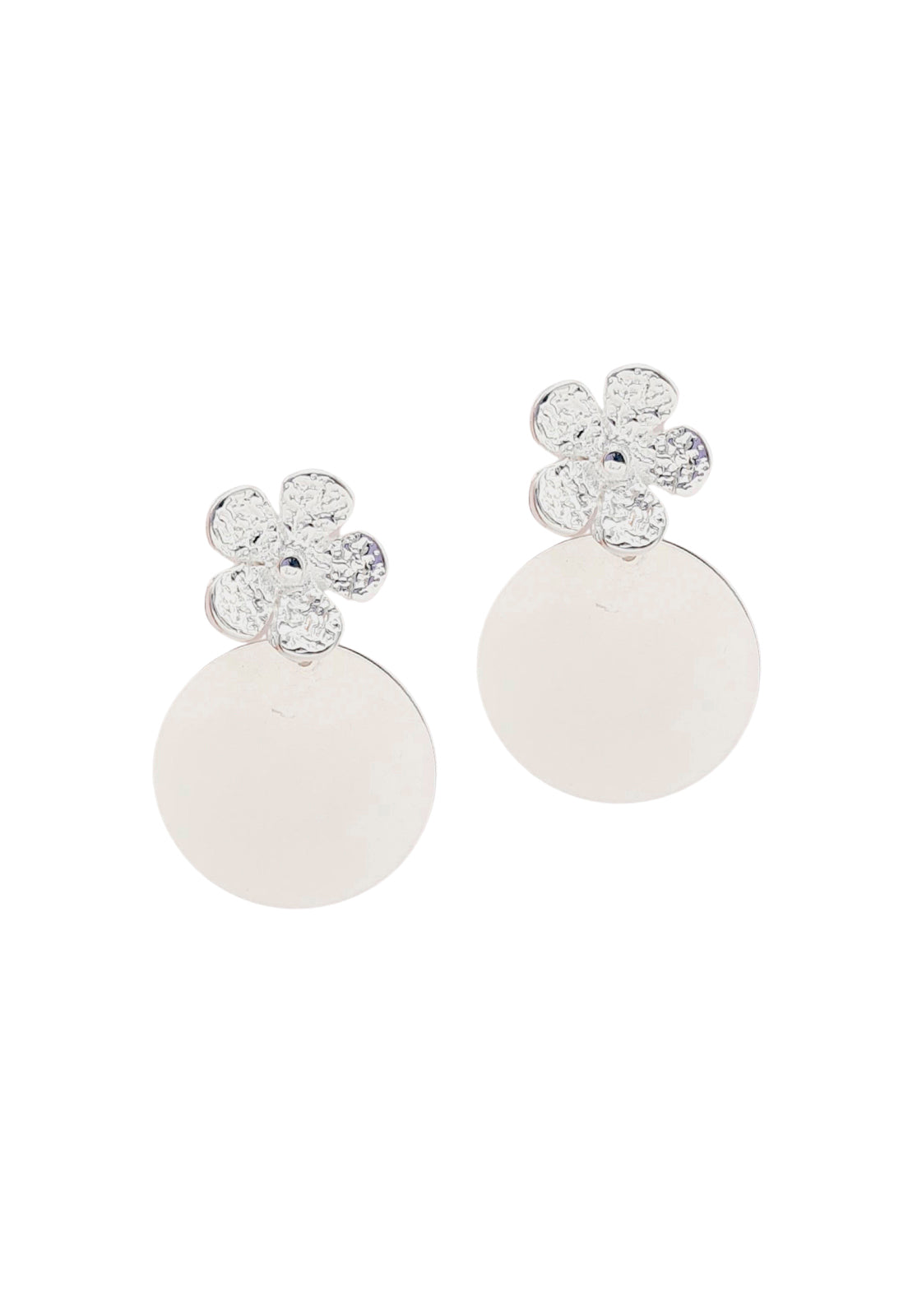 Aros Flor Baño Oro Blanco