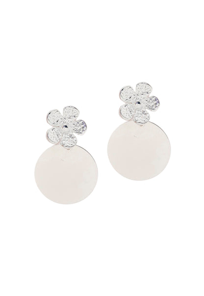 Aros Flor Baño Oro Blanco