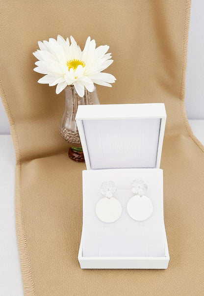 Aros Flor Baño Oro Blanco