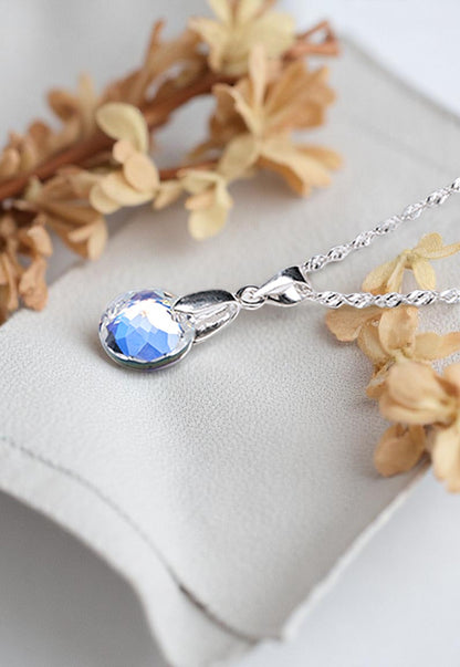 Collar Gracia Plata 925 Cristal Genuino Aurora Boreal