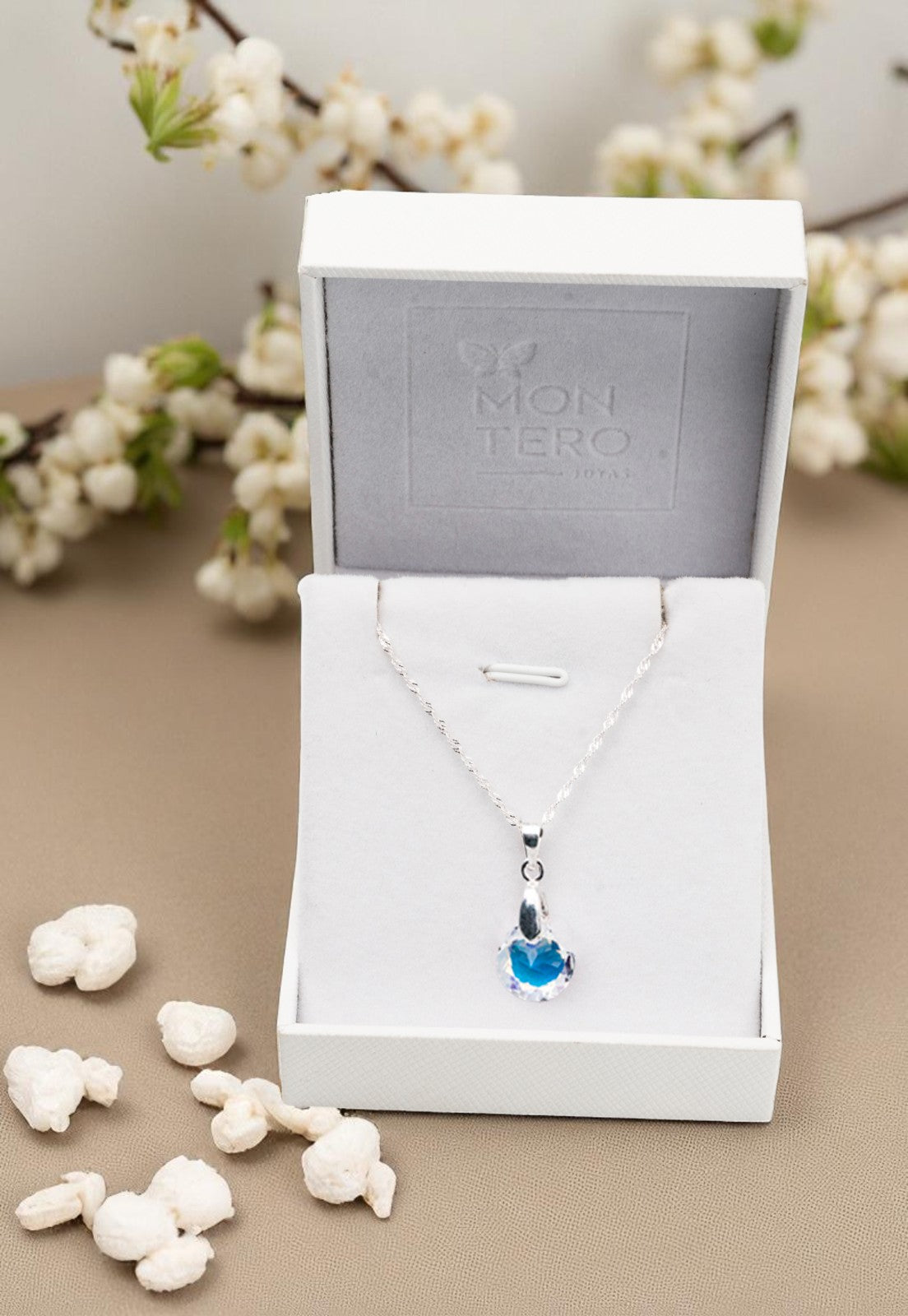 Collar Gracia Plata 925 Cristal Genuino Aurora Boreal