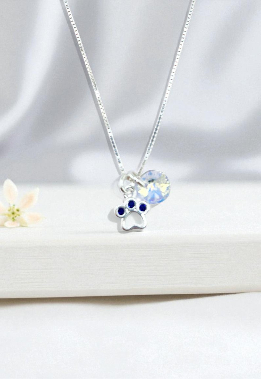 Collar Patita Plata 925 y Cristal Genuino