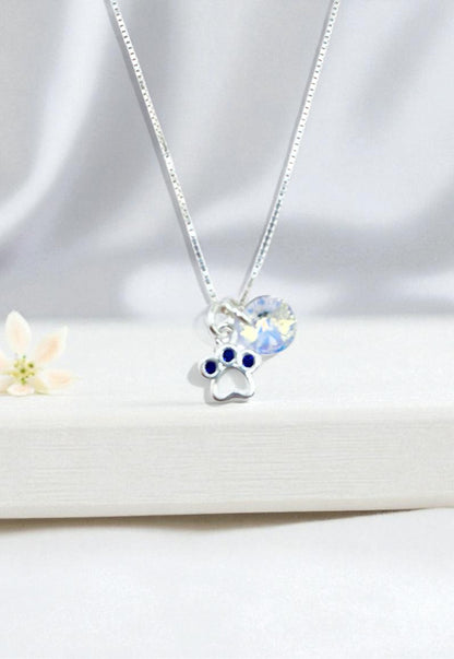 Collar Patita Plata 925 y Cristal Genuino