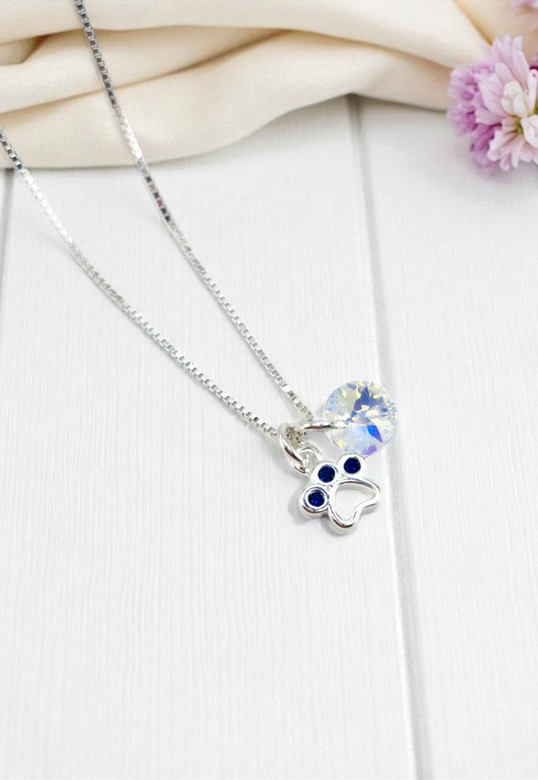 Collar Patita Plata 925 y Cristal Genuino