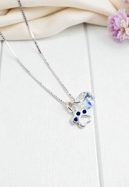 Collar Patita Plata 925 y Cristal Genuino