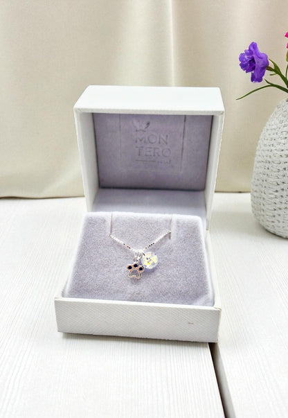 Collar Patita Plata 925 y Cristal Genuino