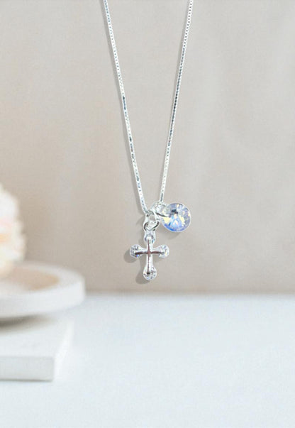 Collar Fe Plata 925 y Cristal Genuino