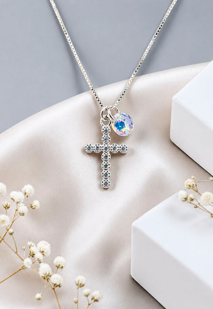 Collar Fe Plata 925 Cristal Swarovski® Aurora Boreal
