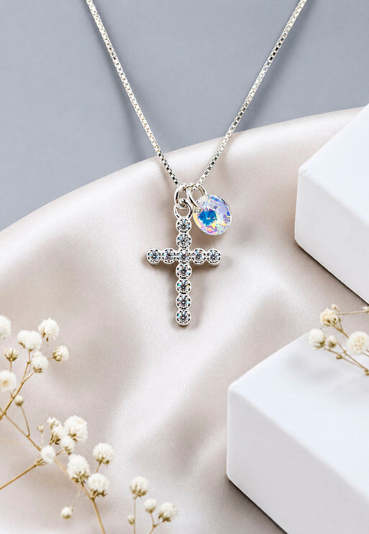 Collar Fe Plata 925 Cristal Swarovski® Aurora Boreal