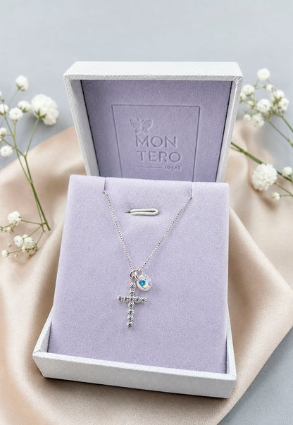 Collar Fe Plata 925 Cristal Swarovski® Aurora Boreal