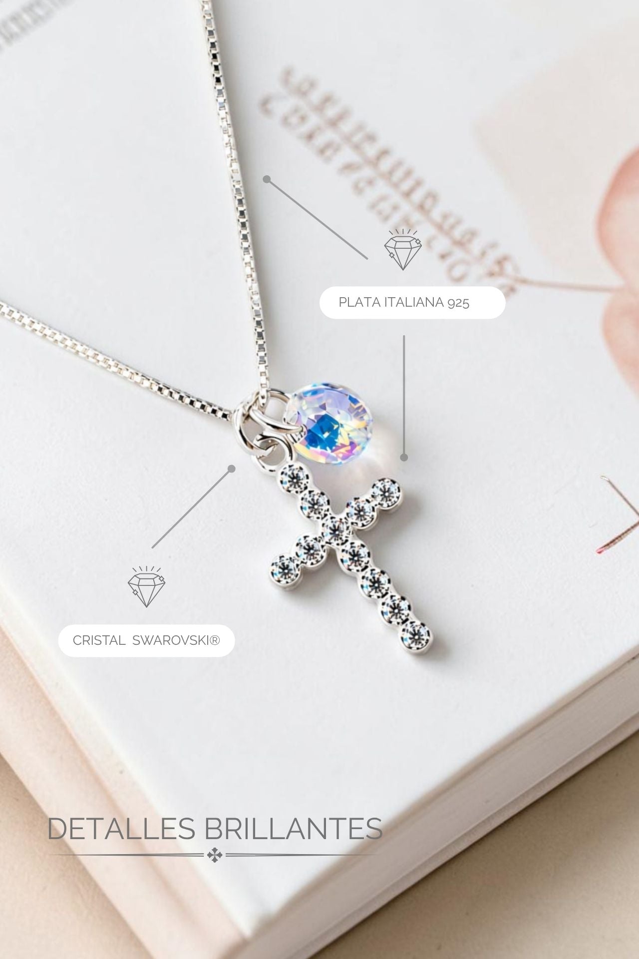 Collar Fe Plata 925 Cristal Swarovski® Aurora Boreal