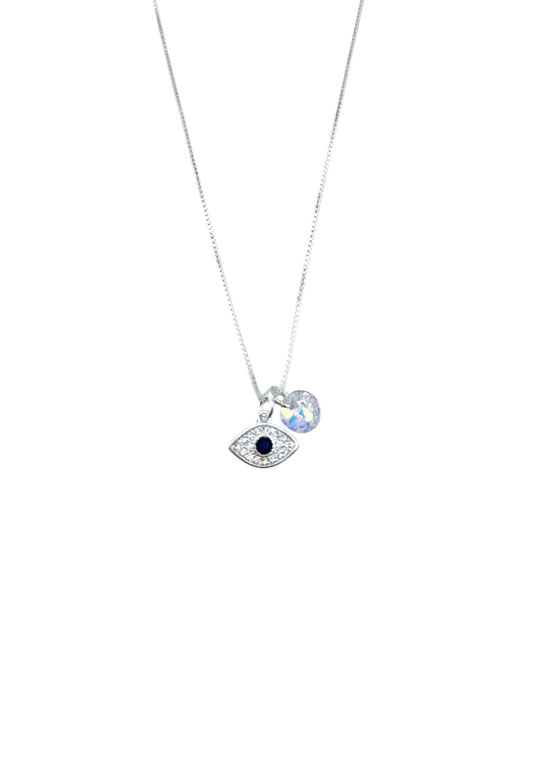 Collar Ojo Turco Plata 925 Cristal Swarovski® Aurora Boreal