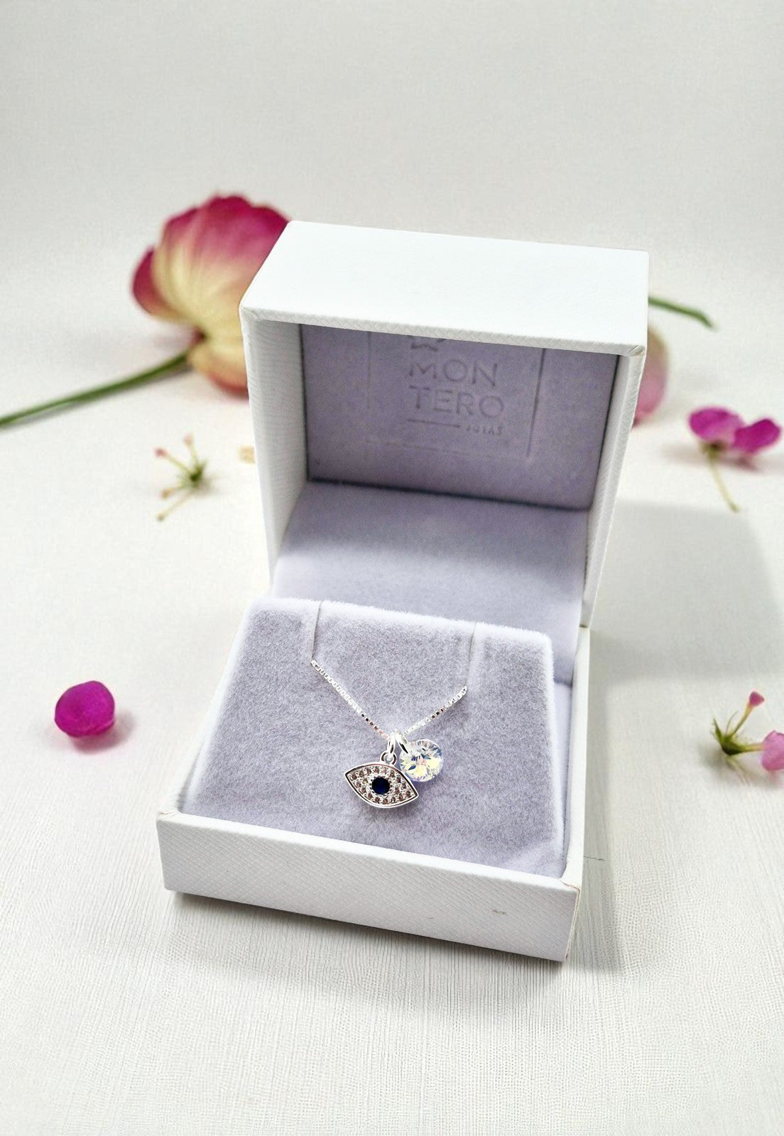 Collar Ojo Turco Plata 925 y Cristal Genuino