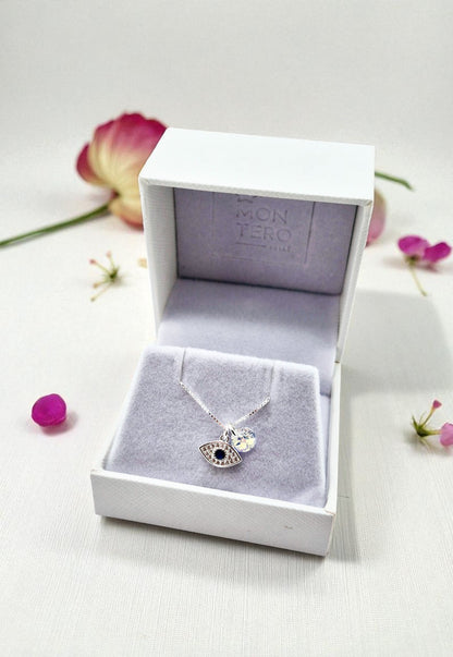Collar Ojo Turco Plata 925 y Cristal Genuino