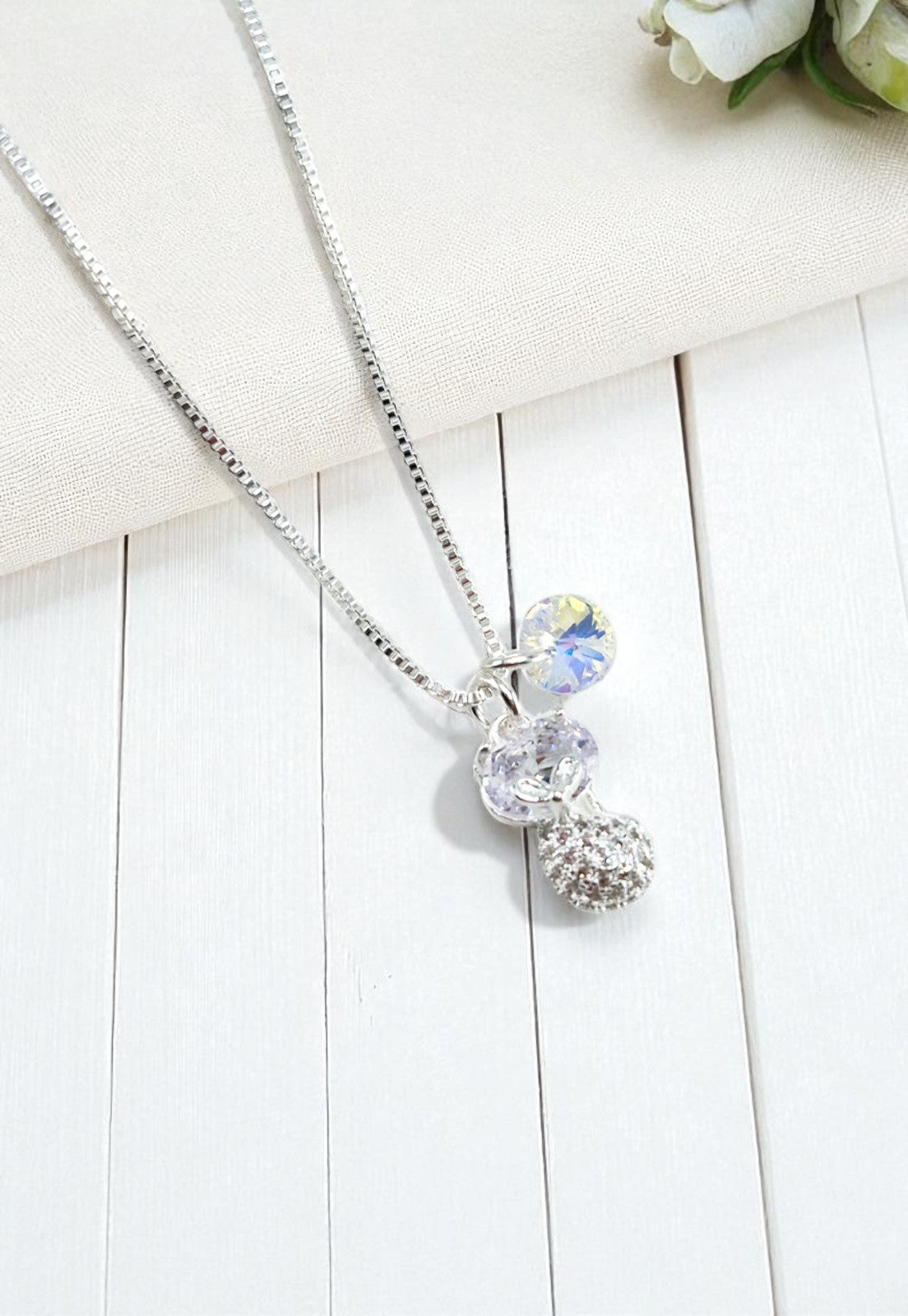 Collar Gato Plata 925 y Cristal Genuino