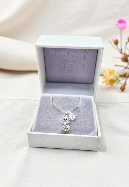 Collar Gato Plata 925 y Cristal Genuino