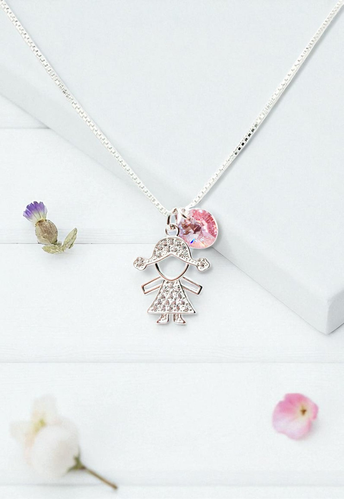 Collar Niña Plata 925 y Cristal Genuino