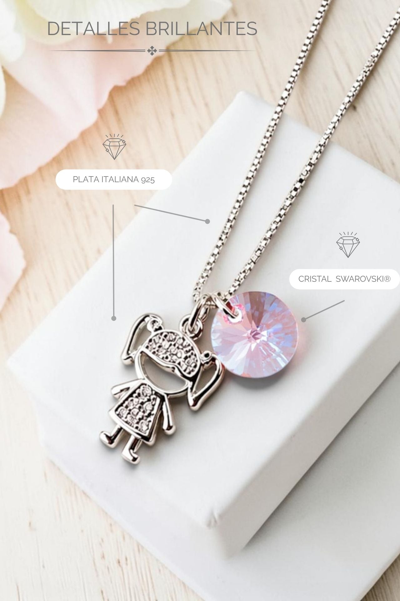 Collar Niña Plata 925 Cristal Swarovski® Ligth Rose