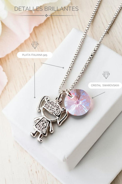 Collar Niña Plata 925 Cristal Swarovski® Ligth Rose