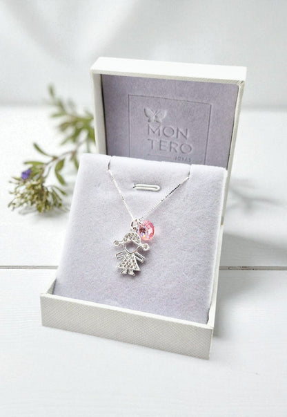 Collar Niña Plata 925 y Cristal Genuino