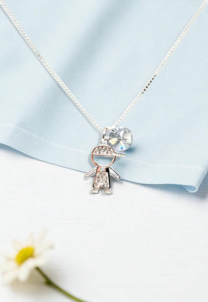 Collar Niño Plata 925 y Cristal Genuino