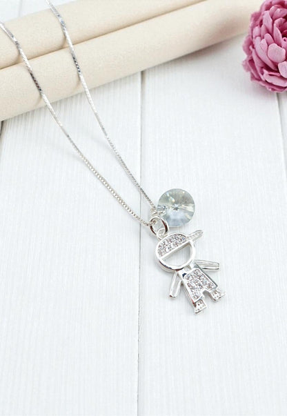 Collar Niño Plata 925 y Cristal Genuino