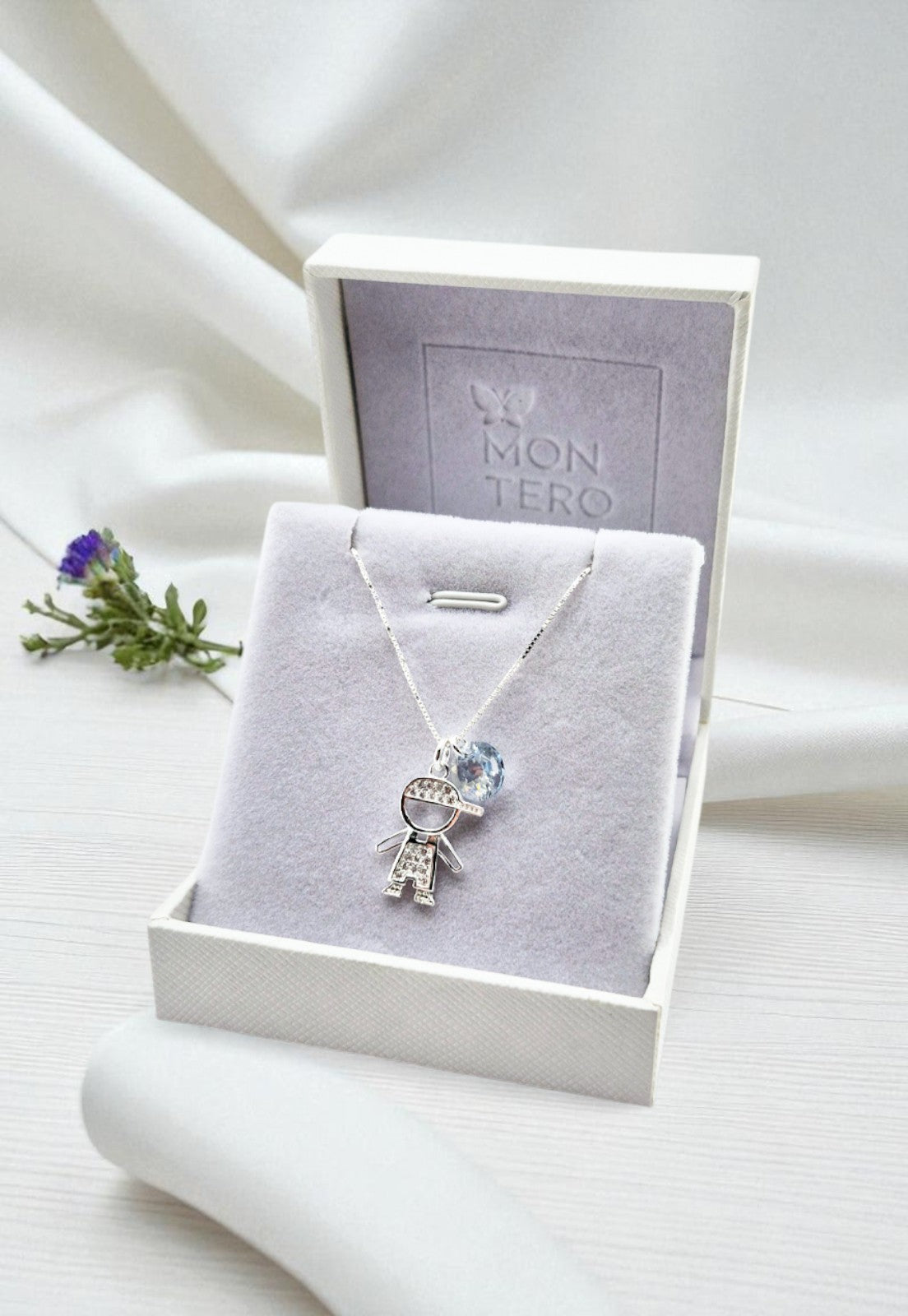 Collar Niño Plata 925 y Cristal Genuino