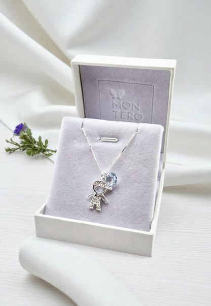 Collar Niño Plata 925 y Cristal Genuino