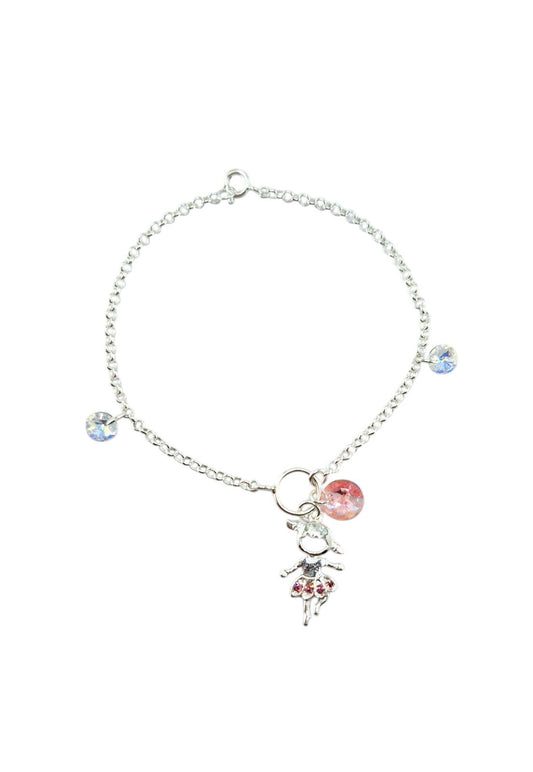 Pulsera Niña Plata Italiana 925 Cristal Genuino Aurora Boreal y Light Rose