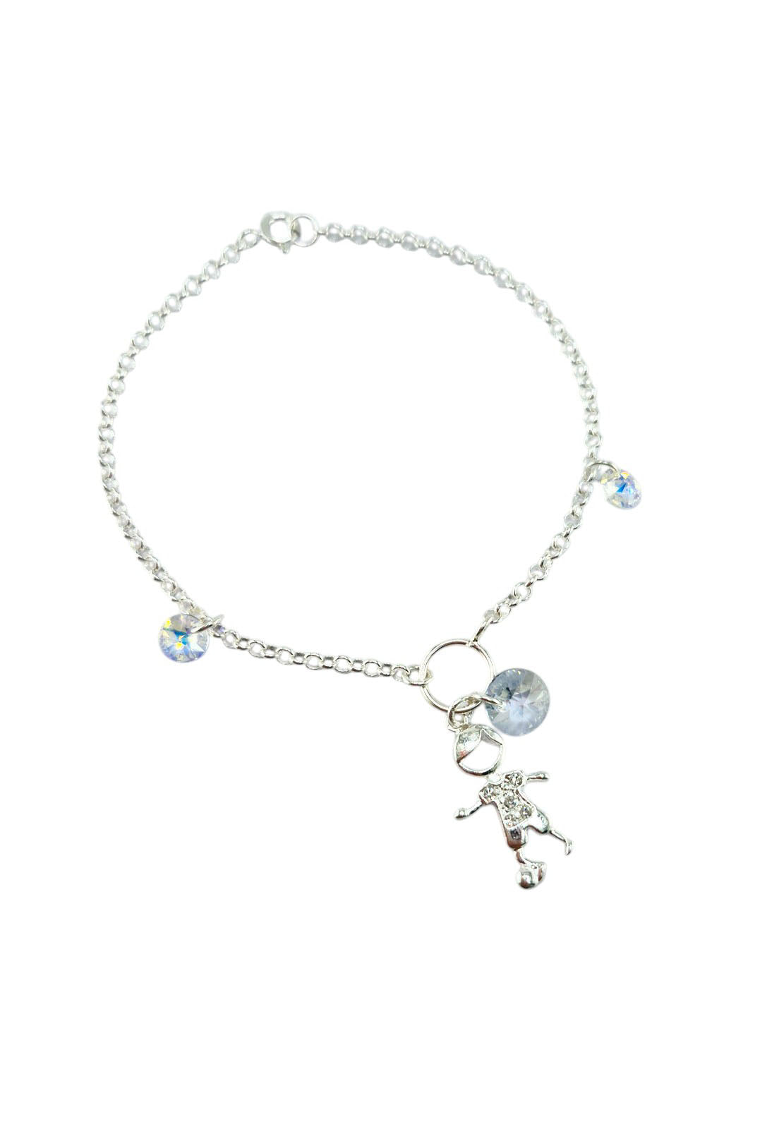 Pulsera Niño Plata Italiana 925 Cristal Genuino Aurora Boreal y Blue Shade