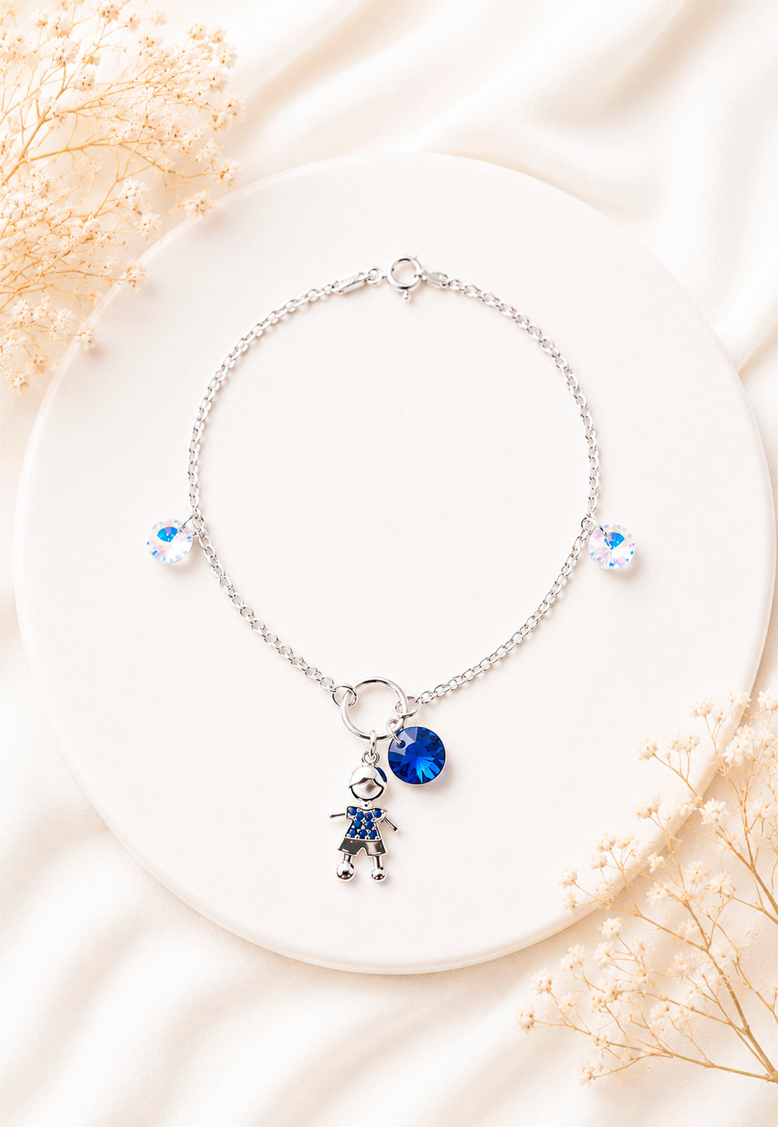 Pulsera Niño Plata 925 Cristal Swarovski® Dark Blue