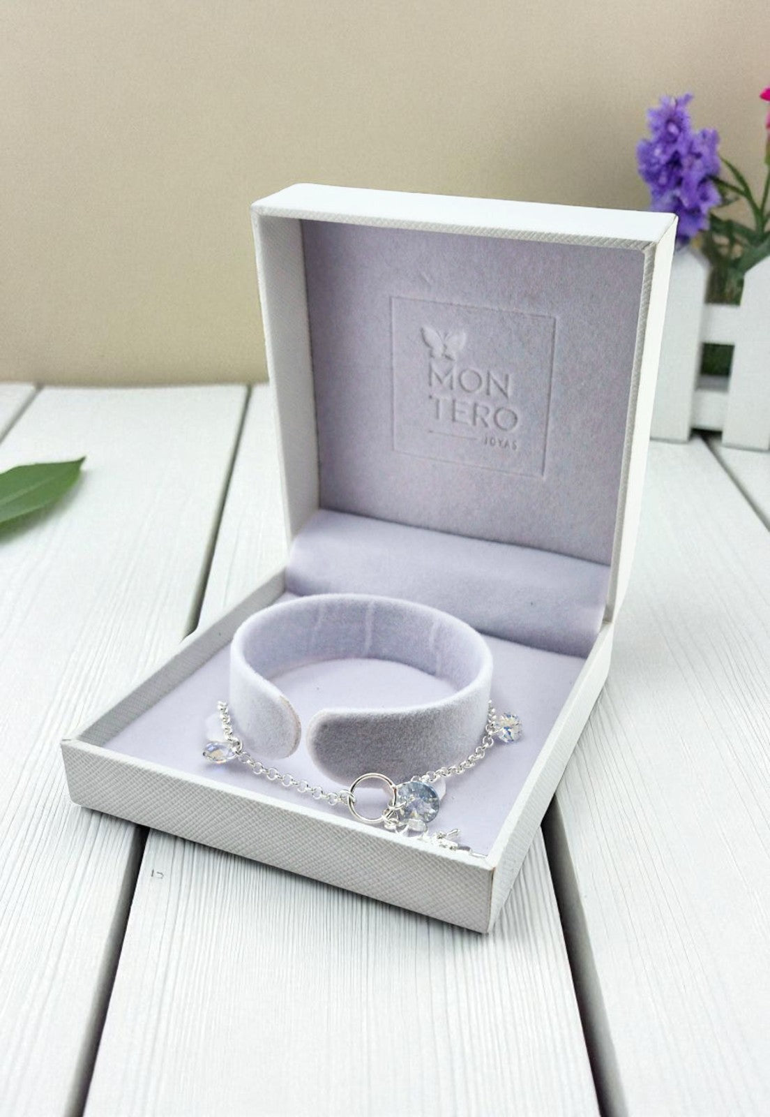 Pulsera Niño Plata Italiana 925 Cristal Genuino Aurora Boreal y Blue Shade