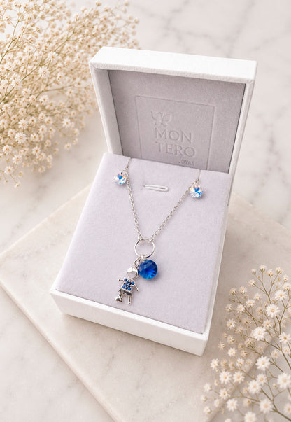 Pulsera Niño Plata 925 Cristal Swarovski® Dark Blue