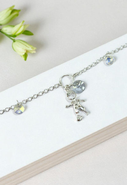 Pulsera Niño Plata Italiana 925 Cristal Genuino Aurora Boreal y Blue Shade