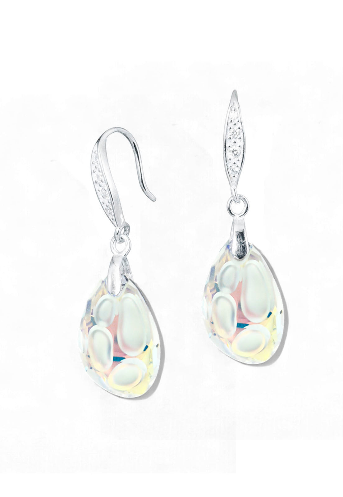 Aros Nina Plata Italiana 925 Cristal Genuino