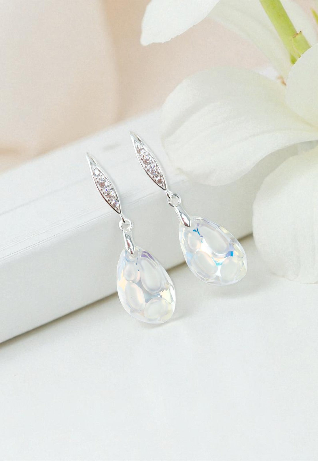 Aros Nina Plata Italiana 925 Cristal Genuino