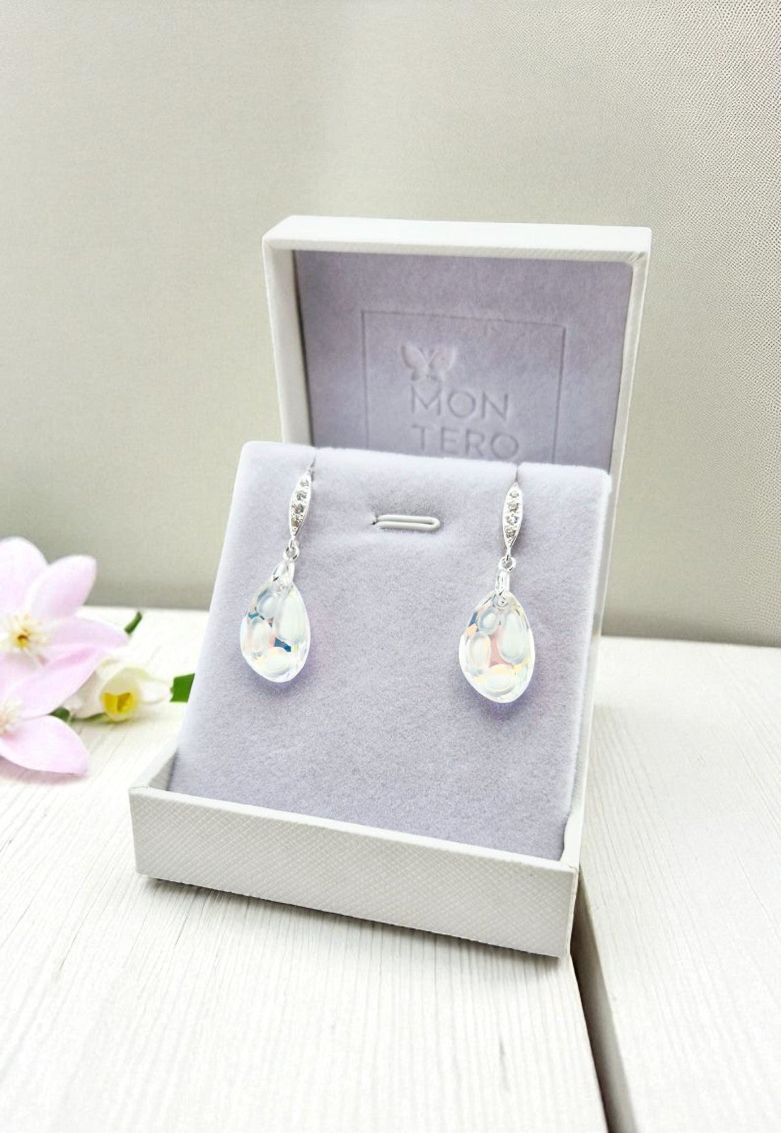 Aros Nina Plata Italiana 925 Cristal Genuino