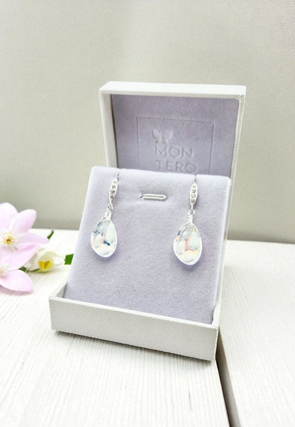 Aros Nina Plata Italiana 925 Cristal Genuino