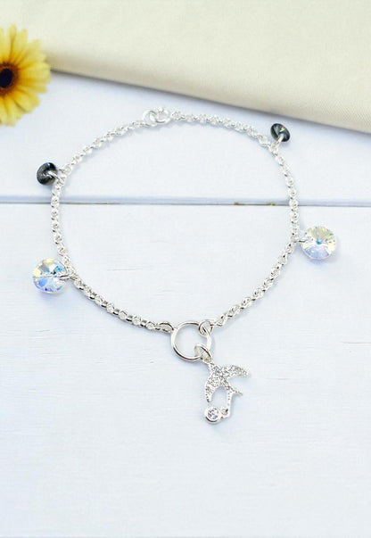 Pulsera Golondrina Plata Italiana Cristal Genuino