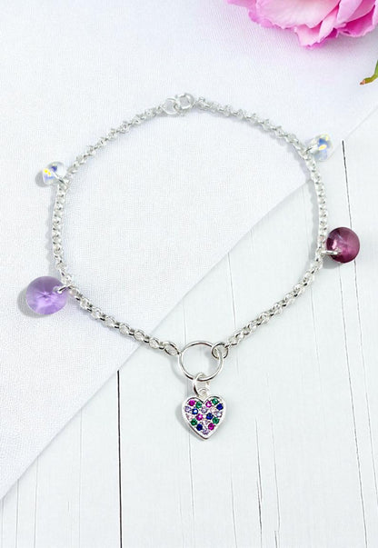 Pulsera Amistad Plata Italiana Cristal Genuino