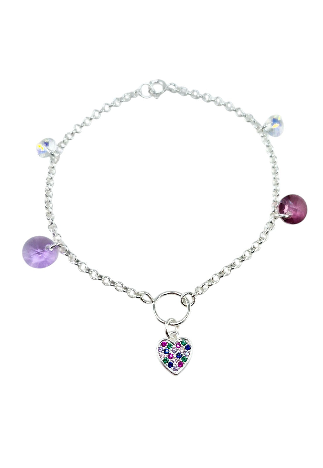 Pulsera Amistad Plata Italiana Cristal Genuino