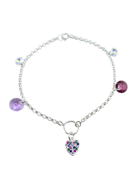 Pulsera Amistad Plata Italiana Cristal Genuino