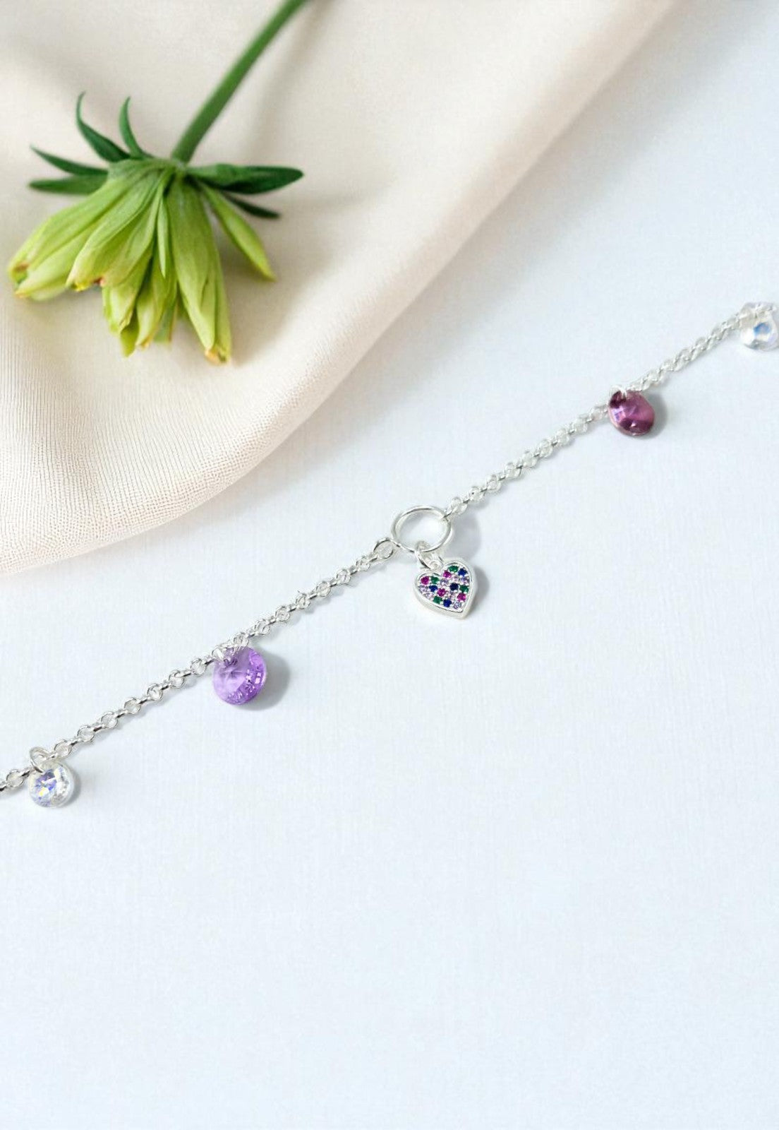 Pulsera Amistad Plata Italiana Cristal Genuino