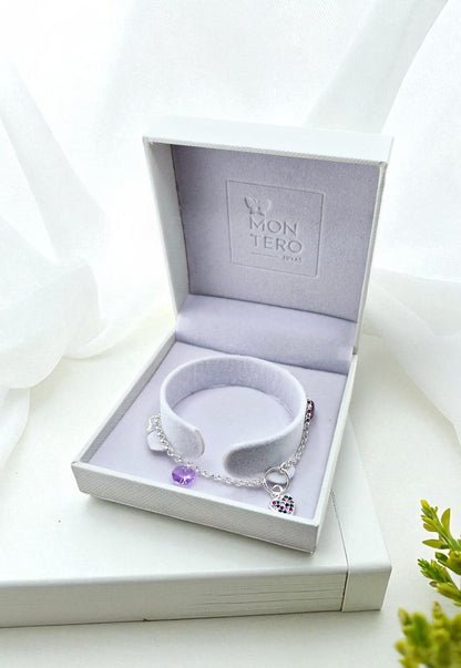 Pulsera Amistad Plata Italiana Cristal Genuino