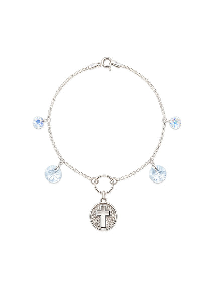 Pulsera Fe Plata 925 Cristal Swarovski® Blue Shade