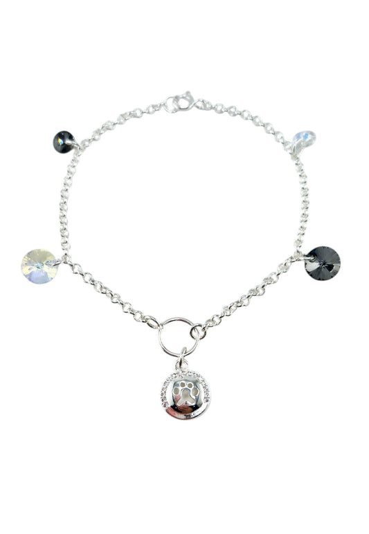 Pulsera Puppy Plata Italiana 925 Cristal Genuino Aurora Boreal y Silver Night